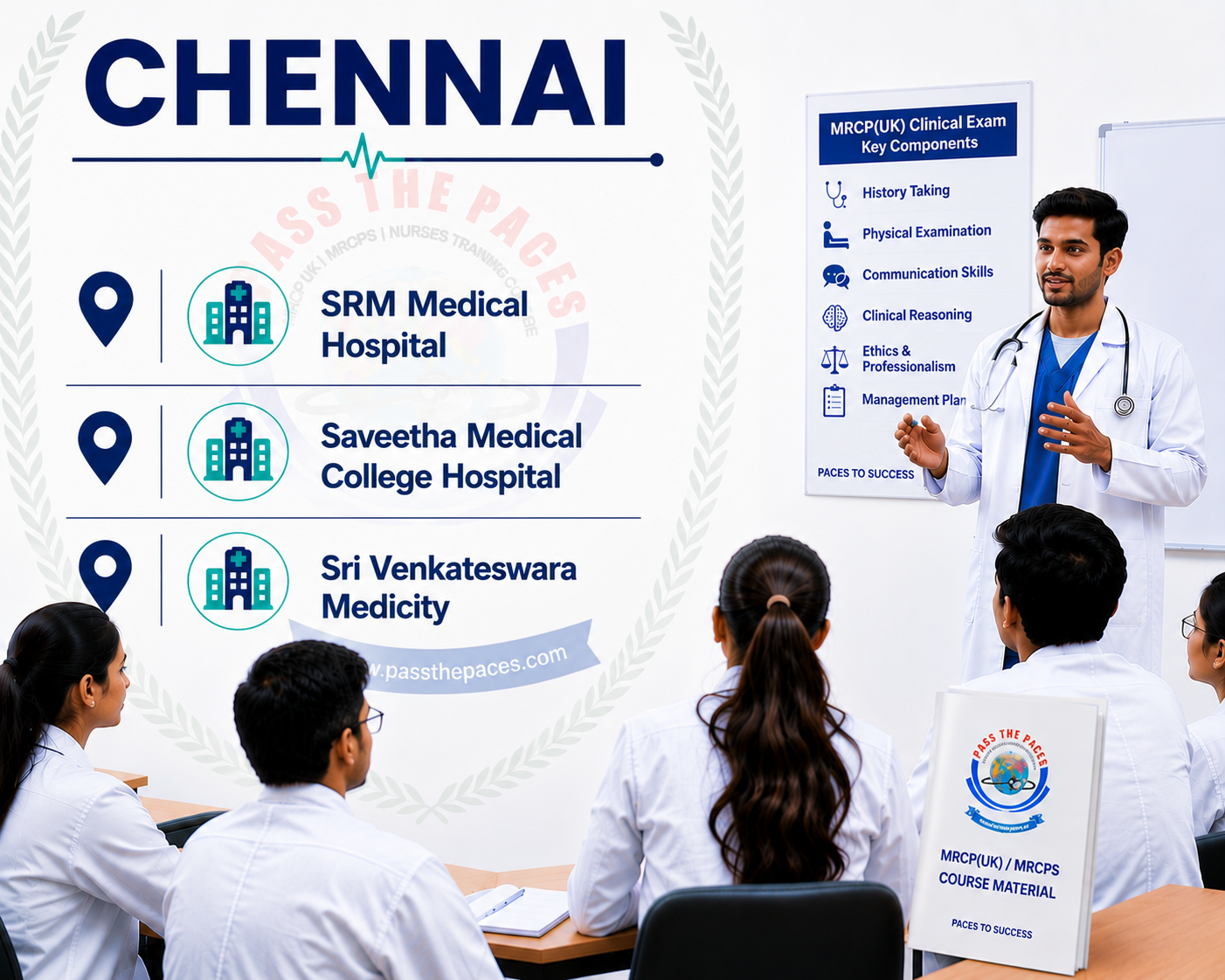 Pass the Paces Chennai centres including SRM Medical College Hospital, Saveetha Medical College Hospital and Sri Venkateswara Medicity